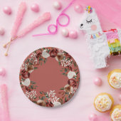 Assiettes En Carton Plaque de papier Floral Bourgogne (Fête)