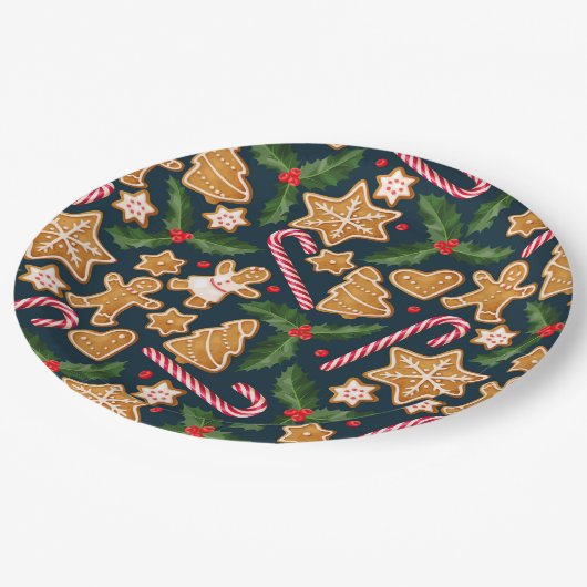 Assiettes En Carton Plaque de papier floral de Noël (Angle)