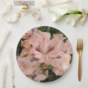 Assiettes En Carton Plaque de papier floral Iris à poil rose vif