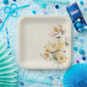 Assiettes En Carton Plaque de papier Floral Jaune d'été (Fête)