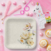 Assiettes En Carton Plaque de papier Floral Jaune d'été (Fête)