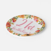 Assiettes En Carton Plaque de papier florale 21e anniversaire (Angle)