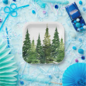 Assiettes En Carton Plaque de papier - Forêt d'aquarelle (Fête)