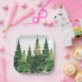 Assiettes En Carton Plaque de papier - Forêt d'aquarelle (Fête)