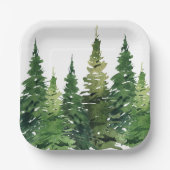 Assiettes En Carton Plaque de papier - Forêt d'aquarelle (Recto)