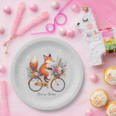 Assiettes En Carton Plaque de papier Fox à bicyclette florale (Fête)