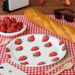 Assiettes En Carton Plaque de papier fraise   Fournitures de partie
