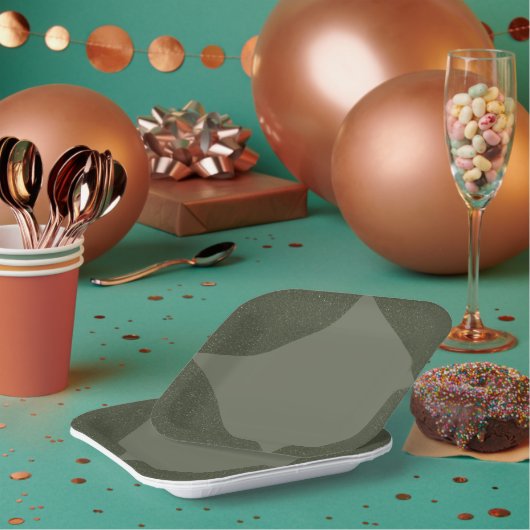 Assiettes En Carton Plaque de papier géométrique moderne Moss Green (Multi)