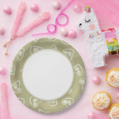 Assiettes En Carton Plaque de papier géométrique vert olive (Fête)