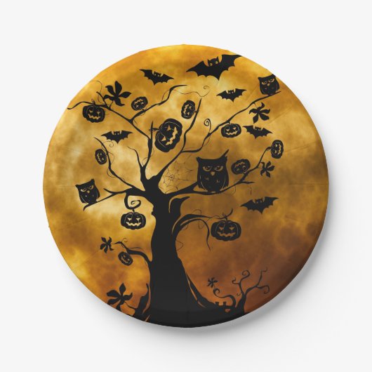 Assiettes En Carton Plaque de papier Halloween Citrouille, chauve-sour (Devant)