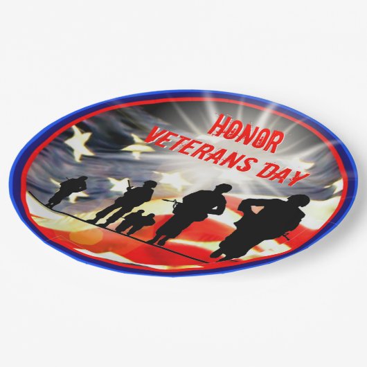 Assiettes En Carton Plaque de papier Honorer les anciens combattants (Angle)