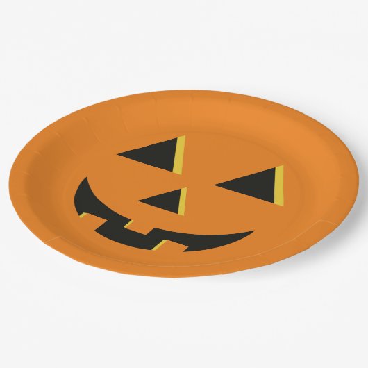 Assiettes En Carton Plaque de papier Jack-O-Lantern Citrouille d'Hallo (Angle)