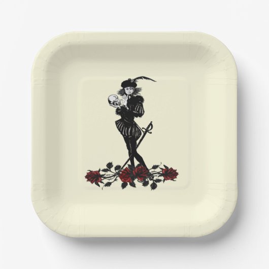 Assiettes En Carton Plaque de papier jaune hameçon (Recto)
