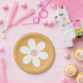 Assiettes En Carton Plaque de papier jaune Retro Daisy Boho (Fête)