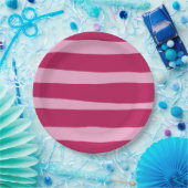 Assiettes En Carton Plaque de papier jetable à bande rose (Fête)