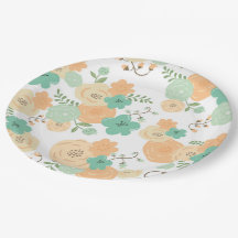 Plaque de papier jetable florale rustique