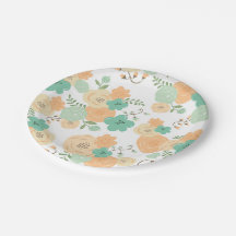 Plaque de papier jetable florale rustique