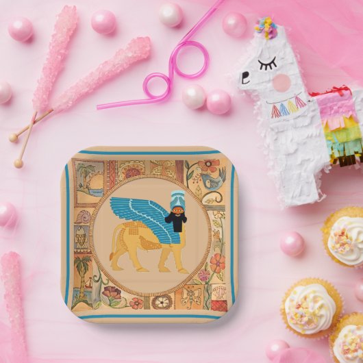 Assiettes En Carton Plaque de papier Lamassu souriante (Fête)