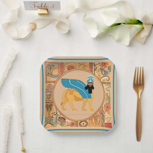 Assiettes En Carton Plaque de papier Lamassu souriante (Mariage)
