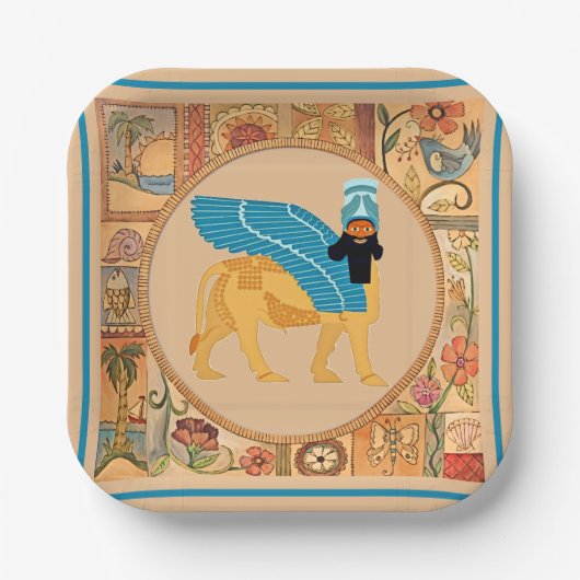 Assiettes En Carton Plaque de papier Lamassu souriante (Recto)