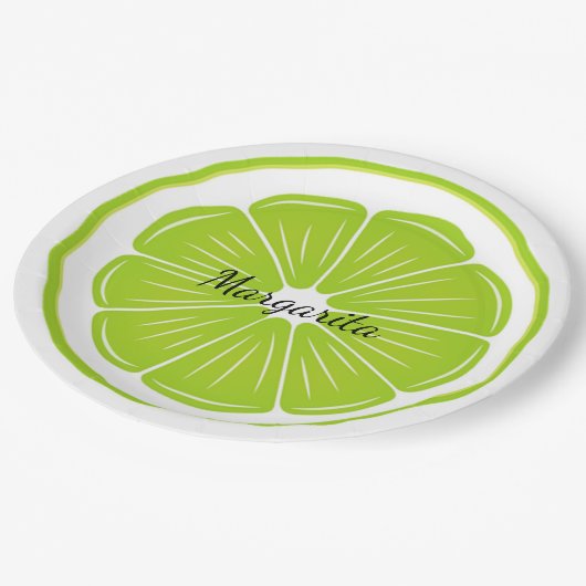 Assiettes En Carton Plaque de papier Lime Design (Angle)