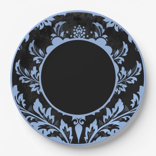 Assiettes En Carton Plaque de papier mariage à motif floral noir et ro (Devant)