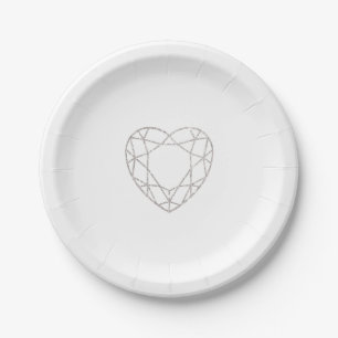 Assiettes En Carton Plaque de papier mariage au coeur géométrique en a