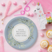 Assiettes En Carton Plaque de papier Mariage bleu Dusty (Fête)