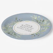 Assiettes En Carton Plaque de papier Mariage bleu Dusty (Angle)