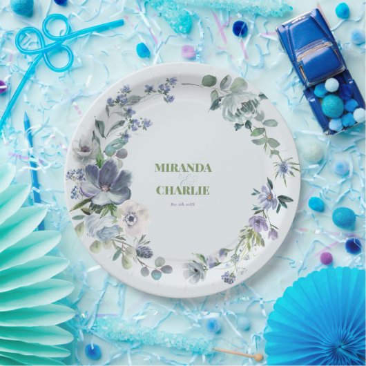 Assiettes En Carton Plaque de papier Mariage bleu poudre (Fête)