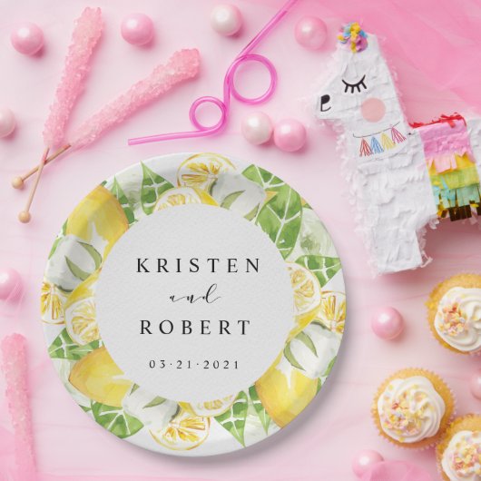 Assiettes En Carton Plaque de papier Mariage de citron vert (Fête)
