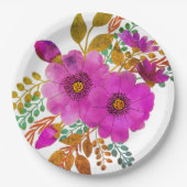 Assiettes En Carton Plaque de papier mariage/douche floral (Devant)