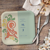 Assiettes En Carton Plaque de papier Mariage Monogramme Art nouveau