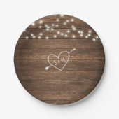 Assiettes En Carton Plaque de papier Mariage Rustique (Devant)
