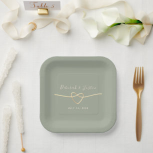 Assiettes En Carton Plaque de papier Mariage vert Sage