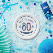 Assiettes En Carton Plaque de papier marine 80e anniversaire (Fête)