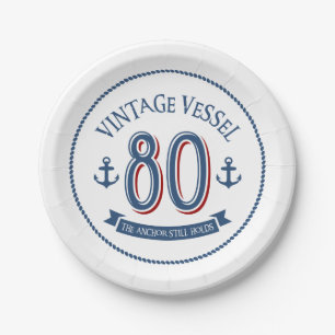 Assiettes En Carton Plaque de papier marine 80e anniversaire