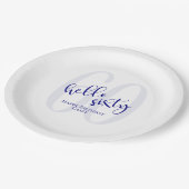 Assiettes En Carton Plaque de papier moderne bleu marine 60e anniversa (Angle)