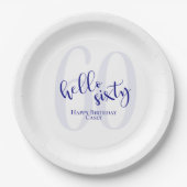 Assiettes En Carton Plaque de papier moderne bleu marine 60e anniversa (Devant)