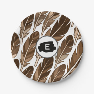 Assiettes En Carton Plaque de papier monogramme sur mesure Boho - Plum