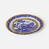 Assiettes En Carton Plaque de papier Motif bleu et or Willow (Angle)