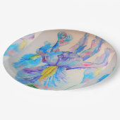Assiettes En Carton Plaque de papier Motif bleu Iris (Angle)