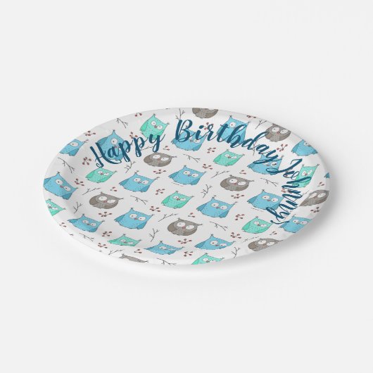Assiettes En Carton Plaque de papier Motif Chouettes et Branches (Angle)