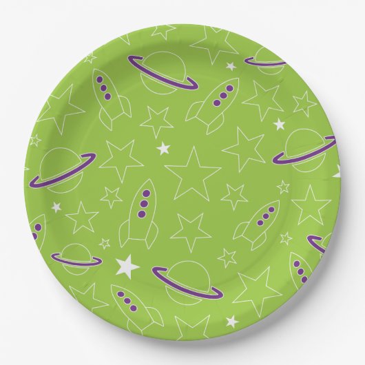Assiettes En Carton Plaque de papier Motif spatial (Devant)