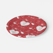 Assiettes En Carton Plaque de papier Motif Valentine - Blanc sur rouge (Angle)