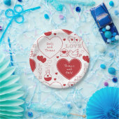 Assiettes En Carton Plaque de papier Motif Valentine - Rouge sur blanc (Fête)