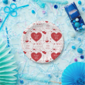 Assiettes En Carton Plaque de papier Motif Valentine - Rouge sur blanc (Fête)