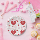 Assiettes En Carton Plaque de papier Motif Valentine - Rouge sur blanc (Fête)