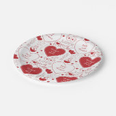 Assiettes En Carton Plaque de papier Motif Valentine - Rouge sur blanc (Angle)