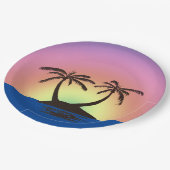 Assiettes En Carton Plaque de papier - Palm Island au coucher du solei (Angle)